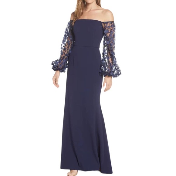 Eliza J Dresses & Skirts - Eliza J Off the Shoulder Floral Sleeve Evening Dress 16